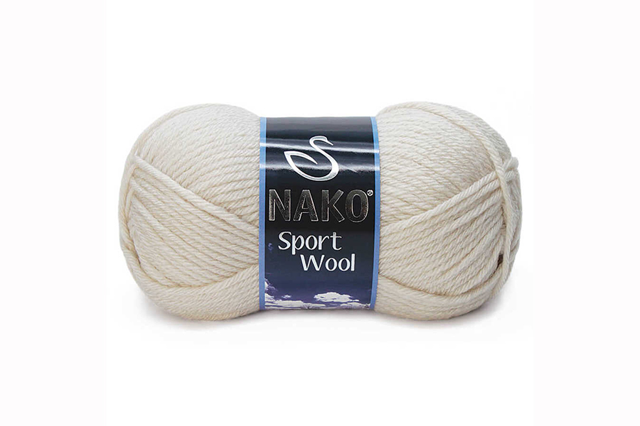 Пряжа Sport wool 100гр/120м NAKO, молочний, 6383