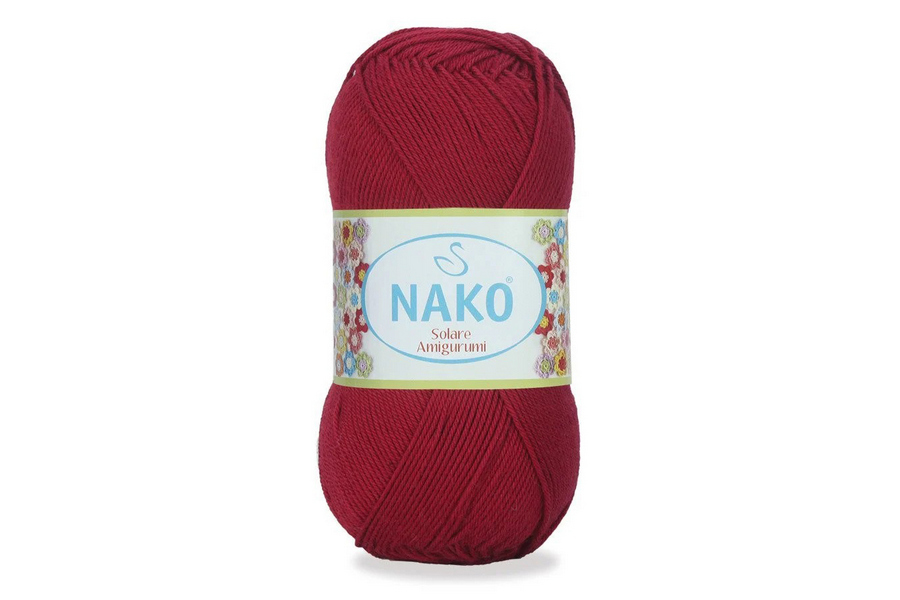 Пряжа Solare amigurumi 100гр/270м NAKO, бордовий, 3630