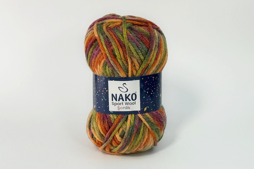 Пряжа Sport wool Senlik 100гр/120м NAKO, секційного фарбування, 87732