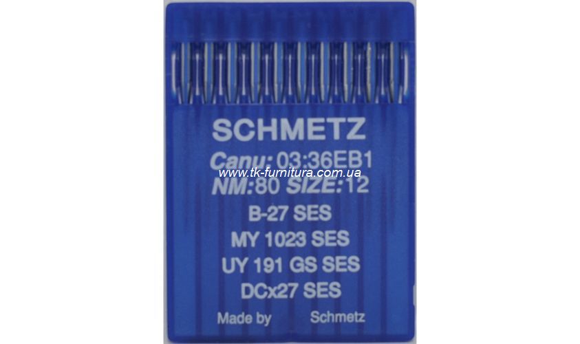 Голки №80 SCHMETZ для оверлока, сферичне тонке вістря, DCx27 SES