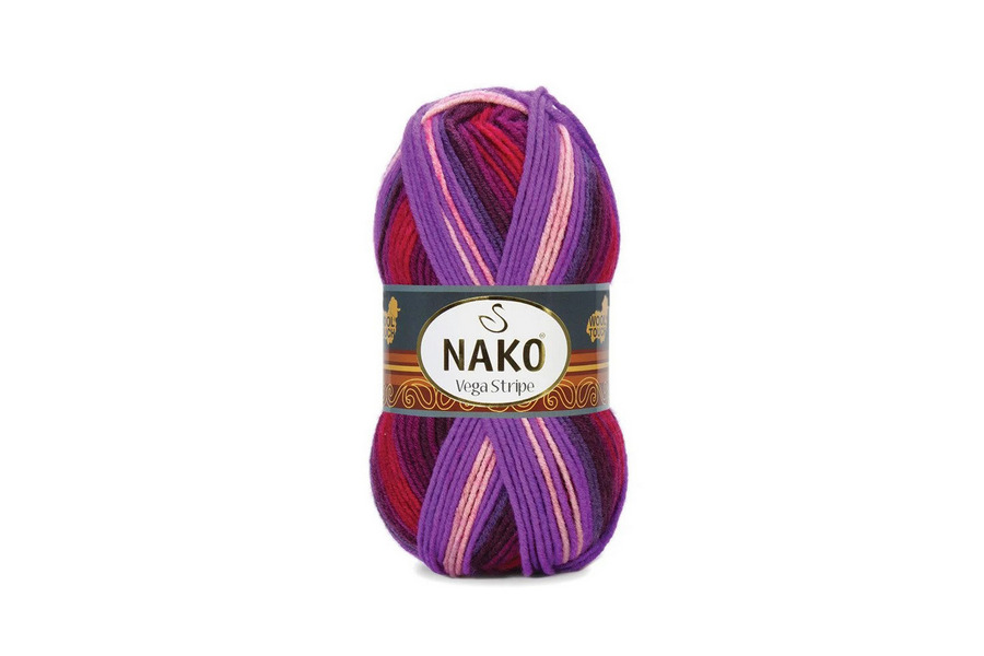 Пряжа Vega stripe 100гр/195м NAKO, секційного фарбування, 82412