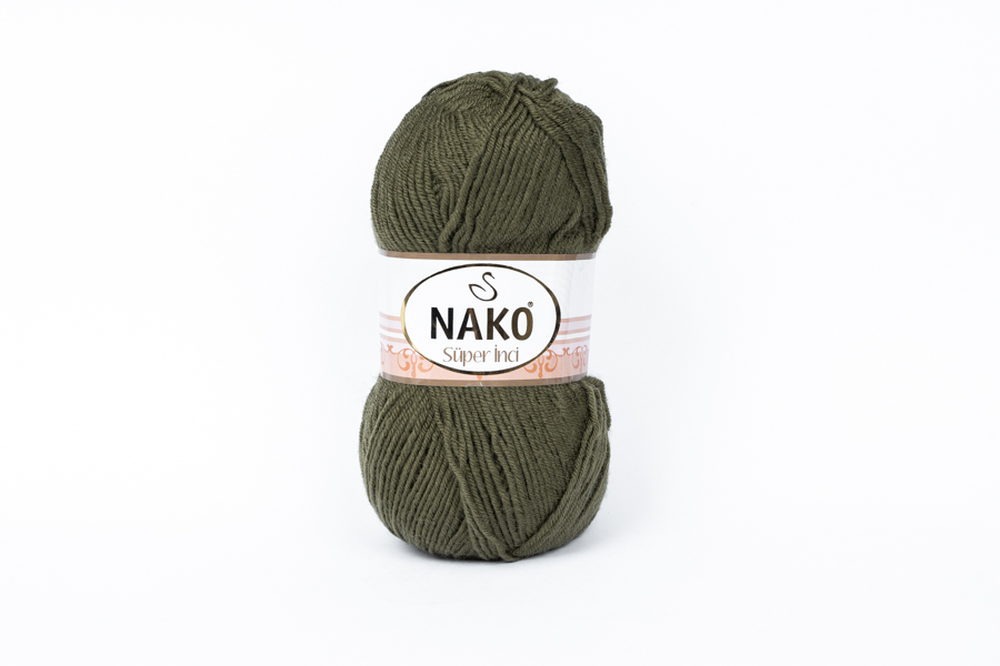 Пряжа Super inci 100гр/260м NAKO, хакі, 4234