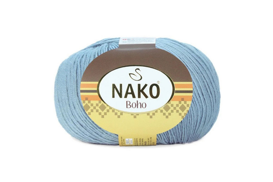 Пряжа Boho 100гр/400м NAKO, блакитний, 12408