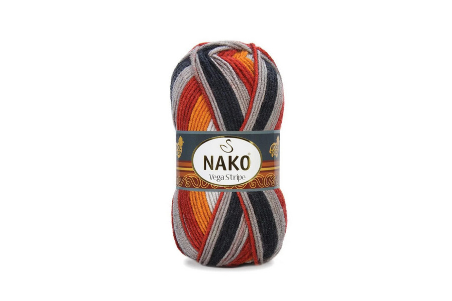 Пряжа Vega stripe 100гр/195м NAKO, секційного фарбування, 82417
