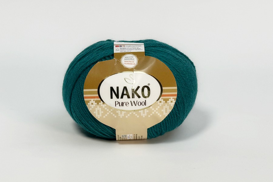 Пряжа 100гр/220м Pure wool, бірюзовий, 10327