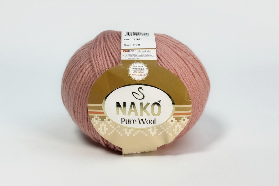 Пряжа 100гр/220м Pure wool, рожевий, 11948