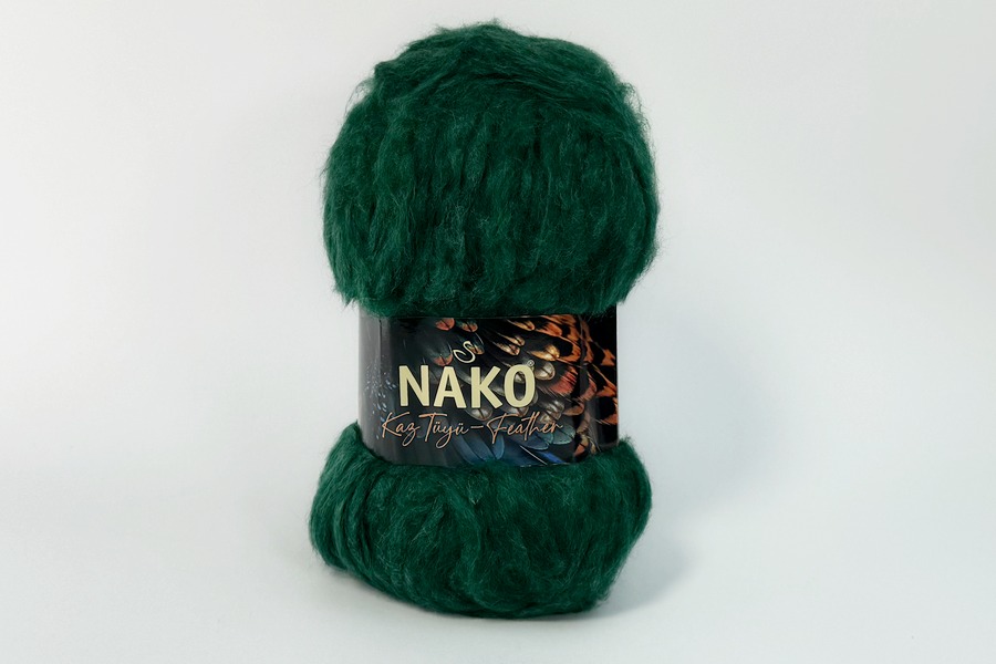 Пряжа KazTuyu Feather 100гр/200м NAKO, зелений, 12