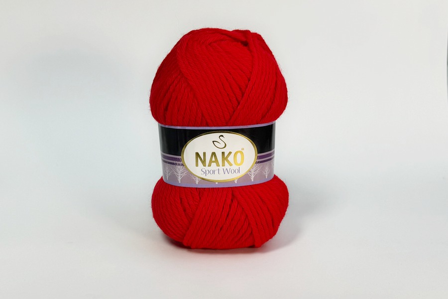 Пряжа Sport wool 100гр/120м NAKO, червоний, 4738