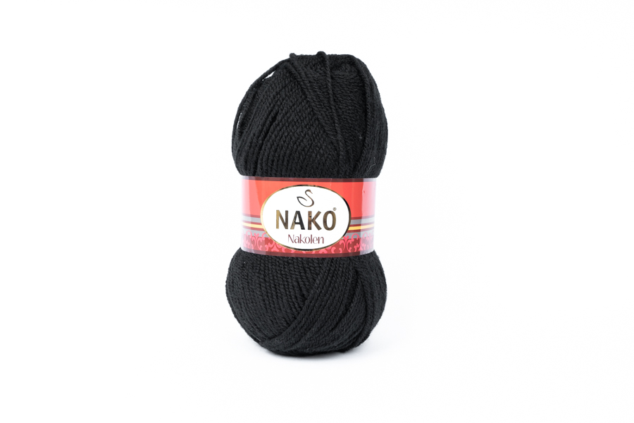 Пряжа 100гр/210м Nakolen, чорний, 217
