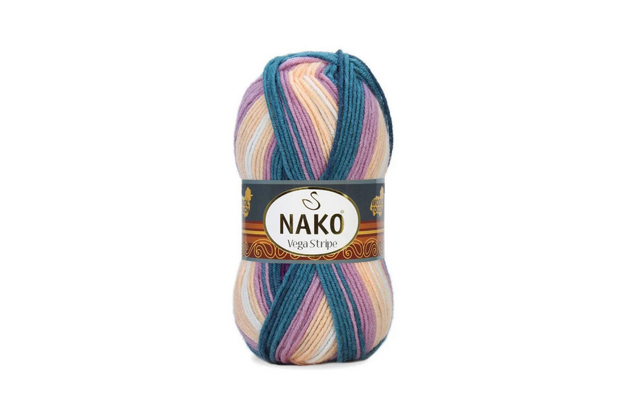 Пряжа Vega stripe 100гр/195м NAKO, секційного фарбування, 82416