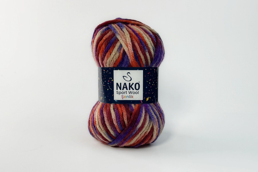 Пряжа Sport wool Senlik 100гр/120м NAKO, секціійного фарбування, 87741