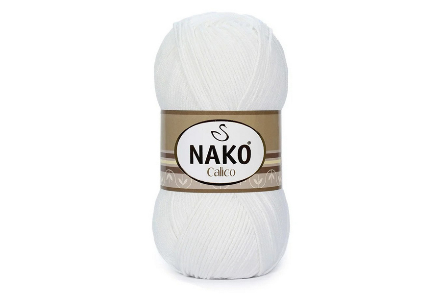 Пряжа Calico 100гр/245м NAKO, білий, 208