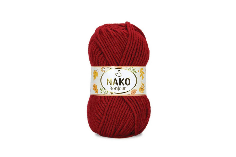 Пряжа Naco bonjour 100гр/110м NAKO, бордовий, 1175