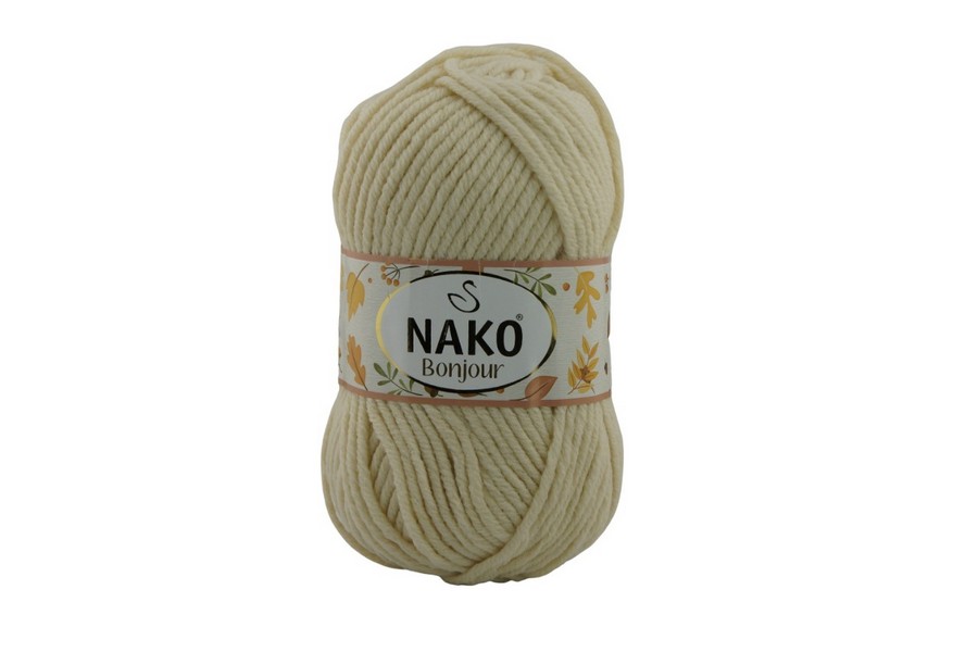 Пряжа Naco bonjour 100гр/110м NAKO, молочний, 23688