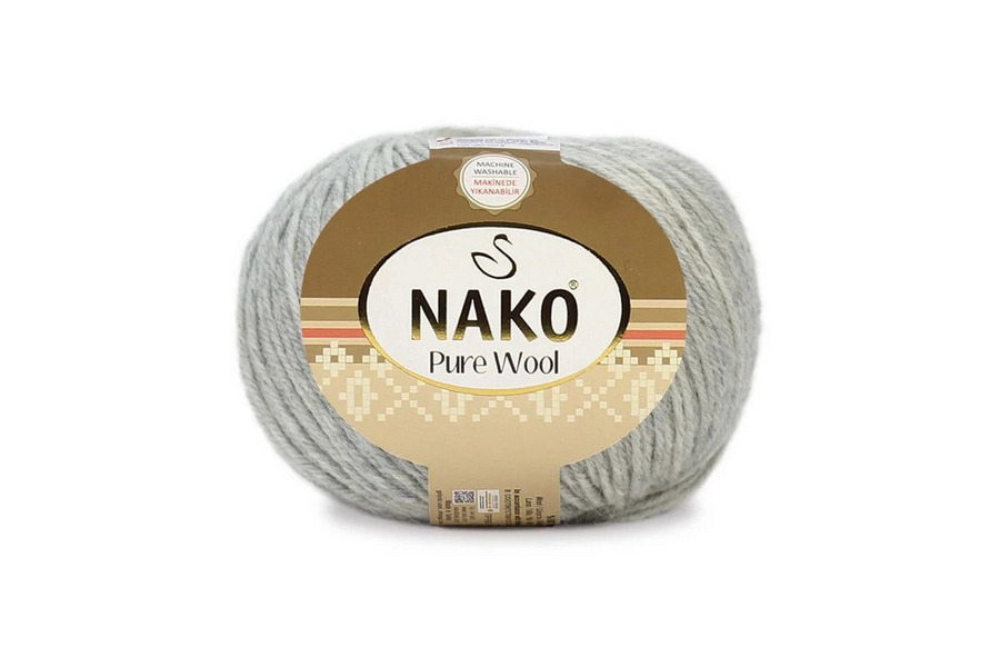 Пряжа 100гр/220м Pure wool, сірий, 195