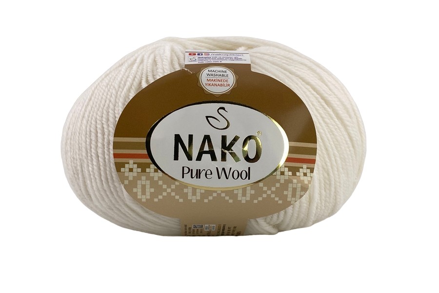 Пряжа 100гр/220м Pure wool, білий, 208