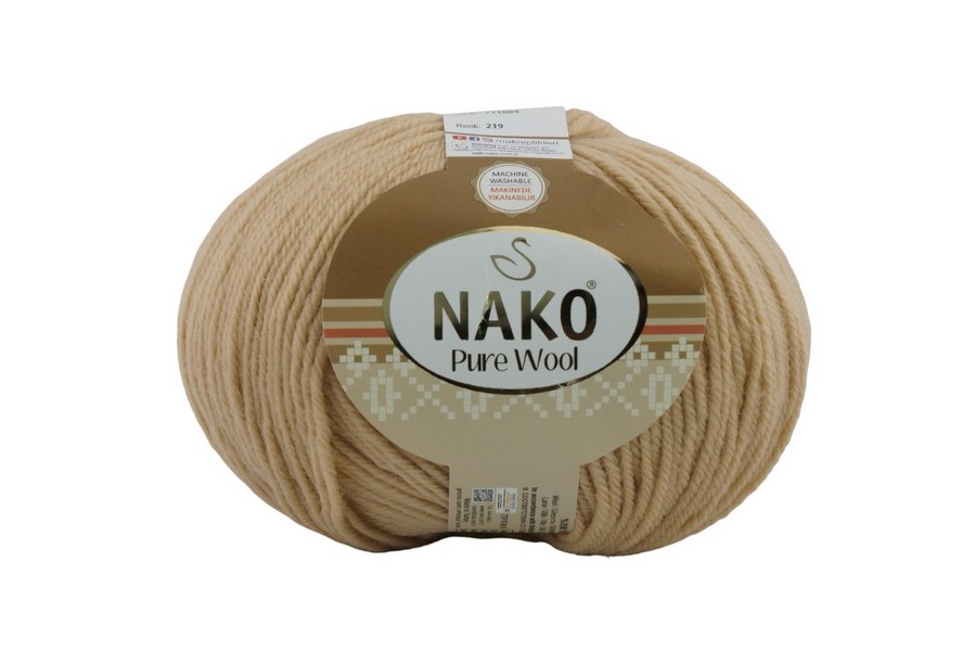 Пряжа 100гр/220м Pure wool, бежевий, 219