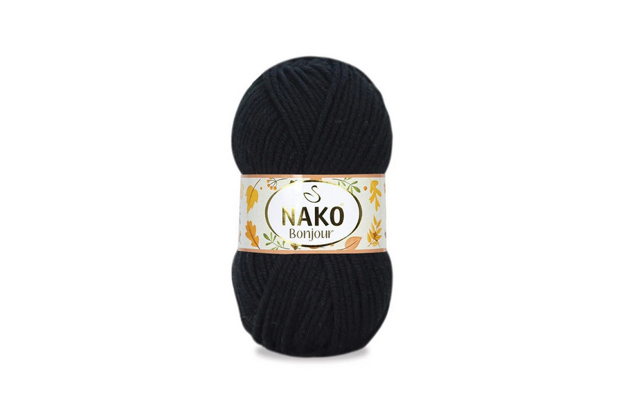 Пряжа Naco bonjour 100гр/110м NAKO, чорний, 217