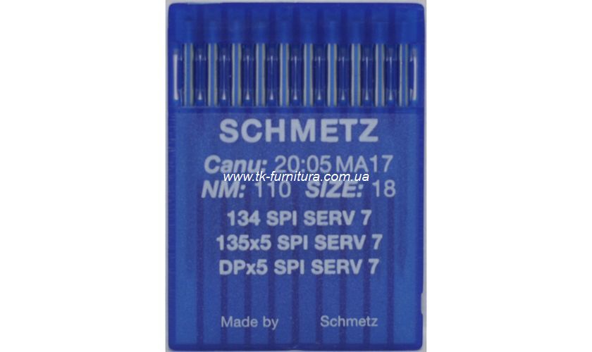 Голки №110 SCHMETZ універсальні, кругле гостре вістря, DPx5 SPI