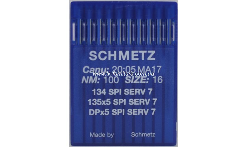 Голки №100 SCHMETZ універсальні, кругле гостре вістря, DPx5 SPI
