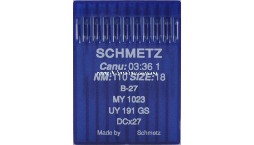 Голки №110 SCHMETZ для оверлока, кругле стандартне вістря, DCx27