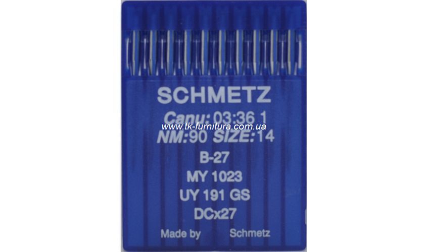 Голки №90 SCHMETZ для оверлока, кругле стандартне вістря, DCx27