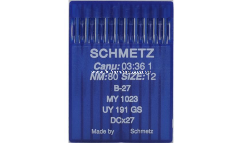 Голки №80 SCHMETZ для оверлока, кругле стандартне вістря, DCx27