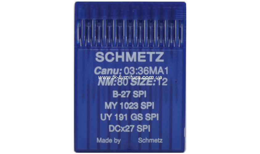 Голки №80 SCHMETZ для оверлока, кругле гостре вістря, DCx27 SPI