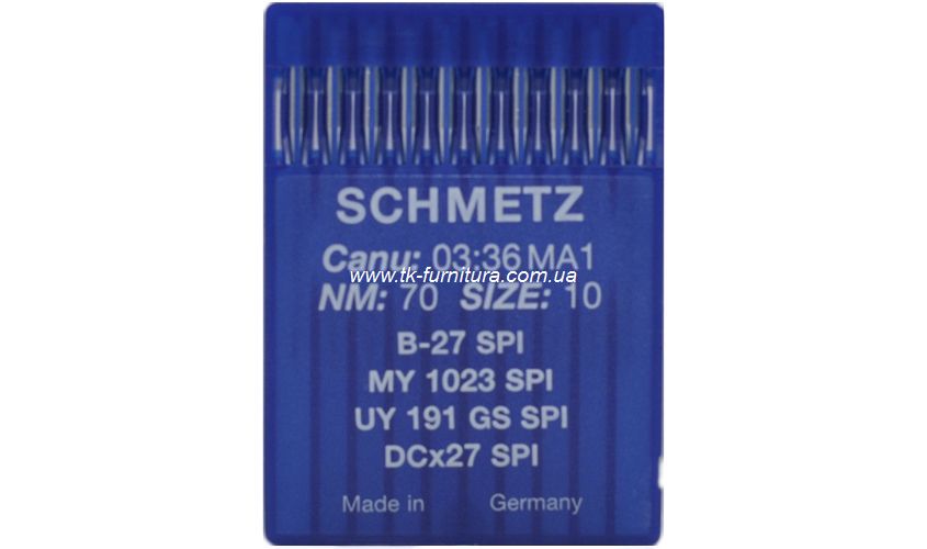 Голки №70 SCHMETZ для оверлока, кругле гостре вістря, DCx27 SPI