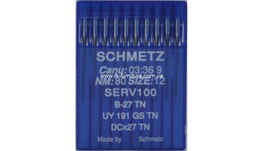 Голки №80 SCHMETZ для оверлока, золоте покриття, кругле стандартне вістря, DCx27