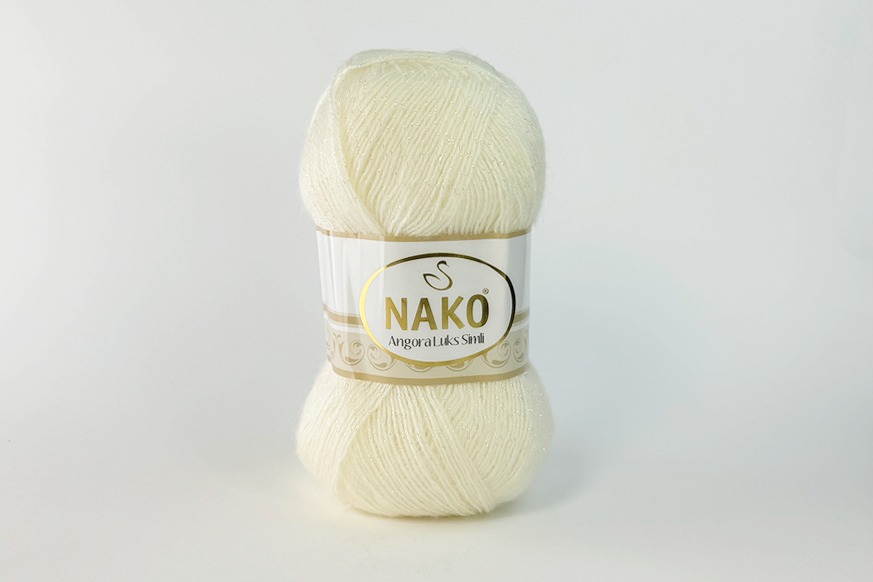 Пряжа 100гр/550м Angora Luks Simli, молочний, 23403