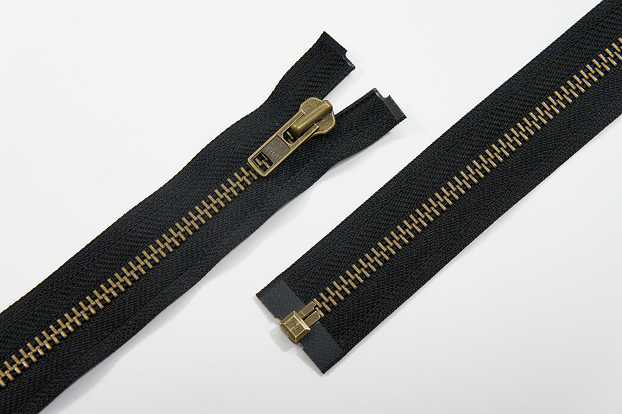 Блискавка YKK, T8, стара латунь, 1 замок, 80 см, чорний