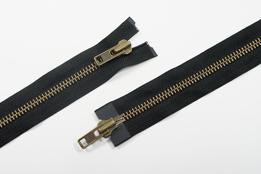 Блискавка YKK, T8, стара латунь, 2 замки, 75 см, чорний