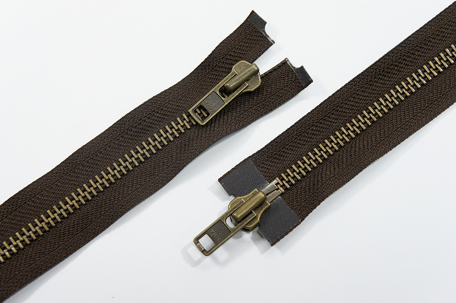 Блискавка YKK, T8, стара латунь, 2 замки, 80 см, коричневий темний