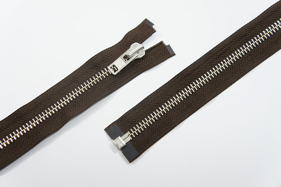 Блискавка YKK, T8, нікель, 1 замок, 75 см, коричневий темний