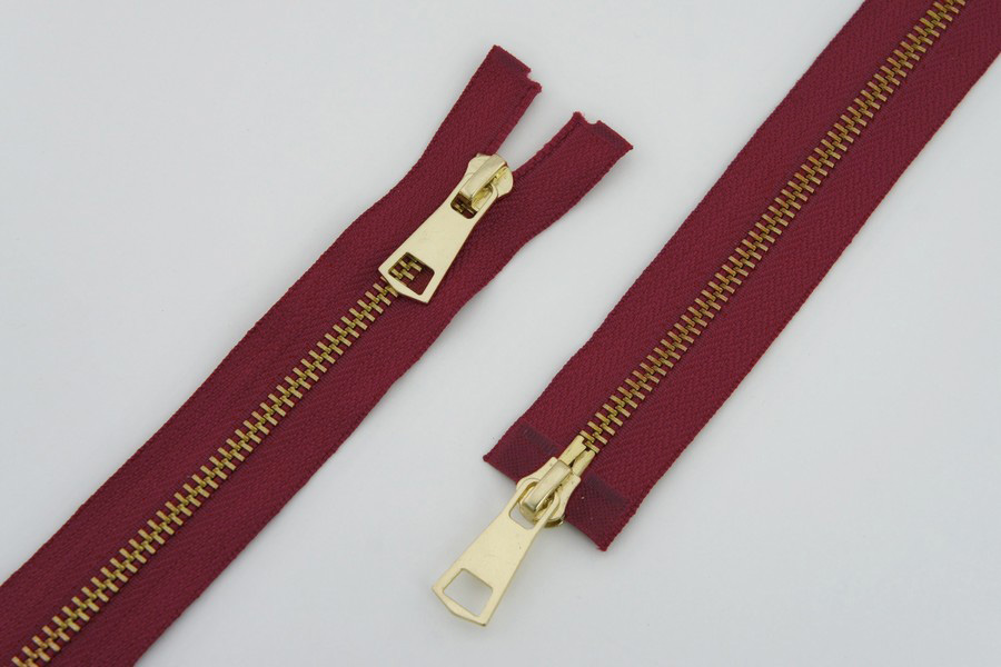 Блискавка T5, 2 замки, gold. 75 см MH, червоний яскравий