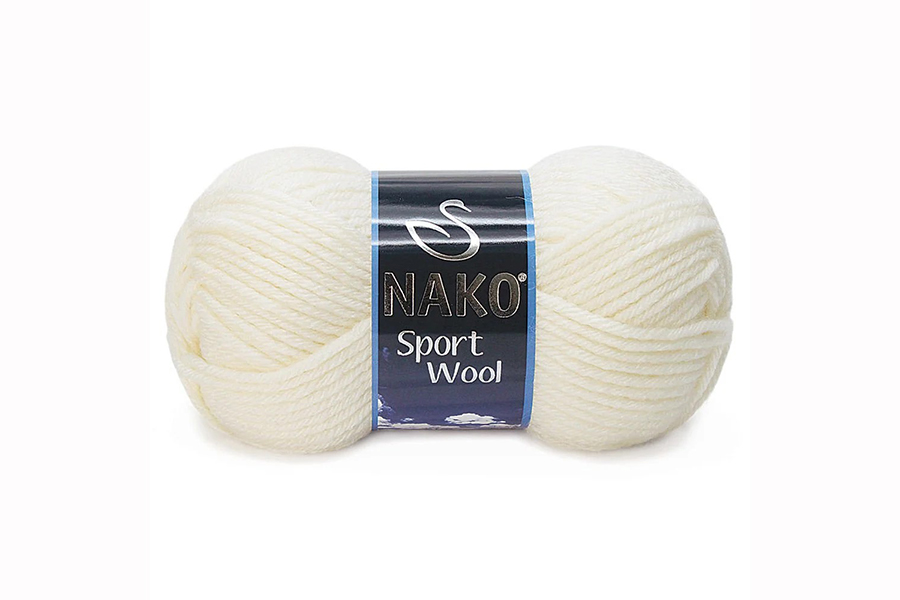 Пряжа Sport wool 100гр/120м NAKO, молочний, 300