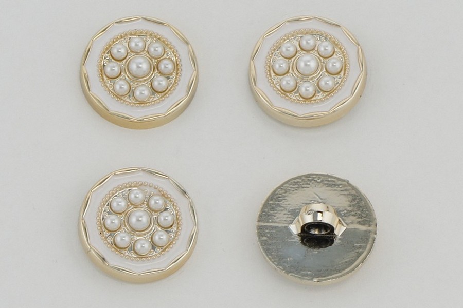 Гудзик 21 мм Mertbutton, білий, KM-02-03-34-999/gold