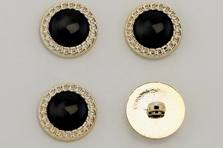 Гудзик 21 мм Mertbutton, чорний, KM-16-01-34-000/gold