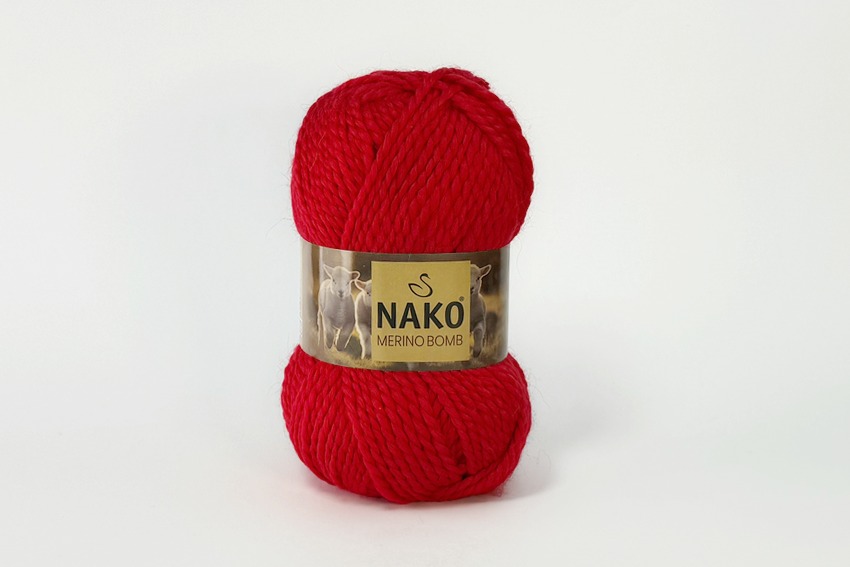 Пряжа Merino Bomb 100гр/120м NAKO, червоний, 1885
