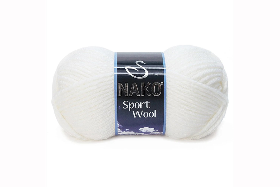 Пряжа Sport wool 100гр/120м NAKO, білий, 208