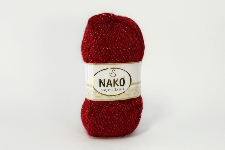 Пряжа 100гр/550м Angora Luks Simli, червоний, 1175
