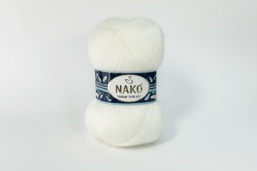 Пряжа Mohair Delikate 100гр/500м NAKO, білий, 208