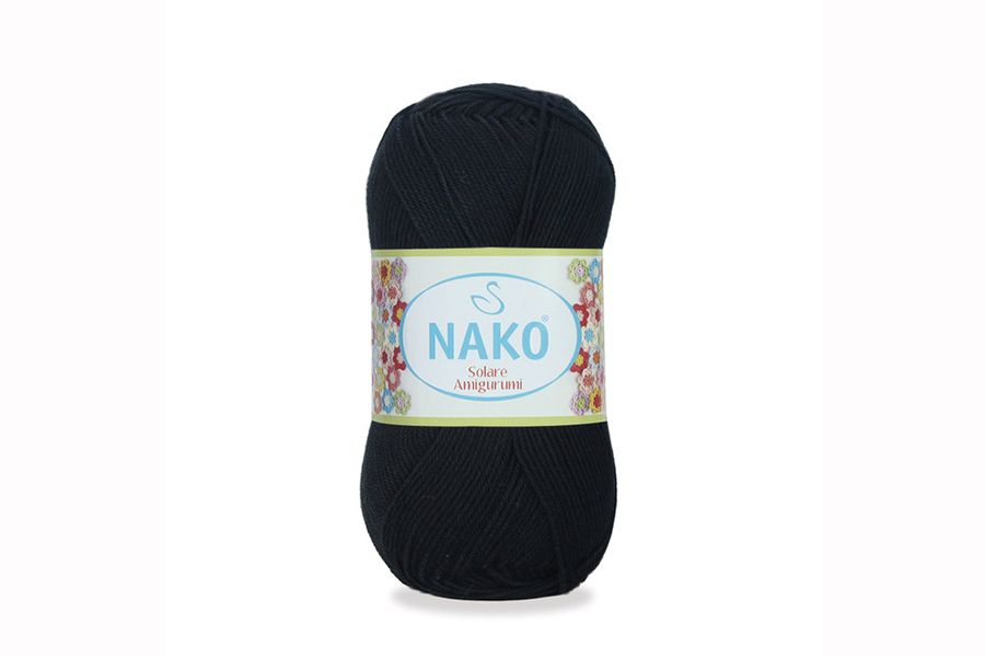 Пряжа Solare amigurumi 100гр/270м NAKO, чорний, 217