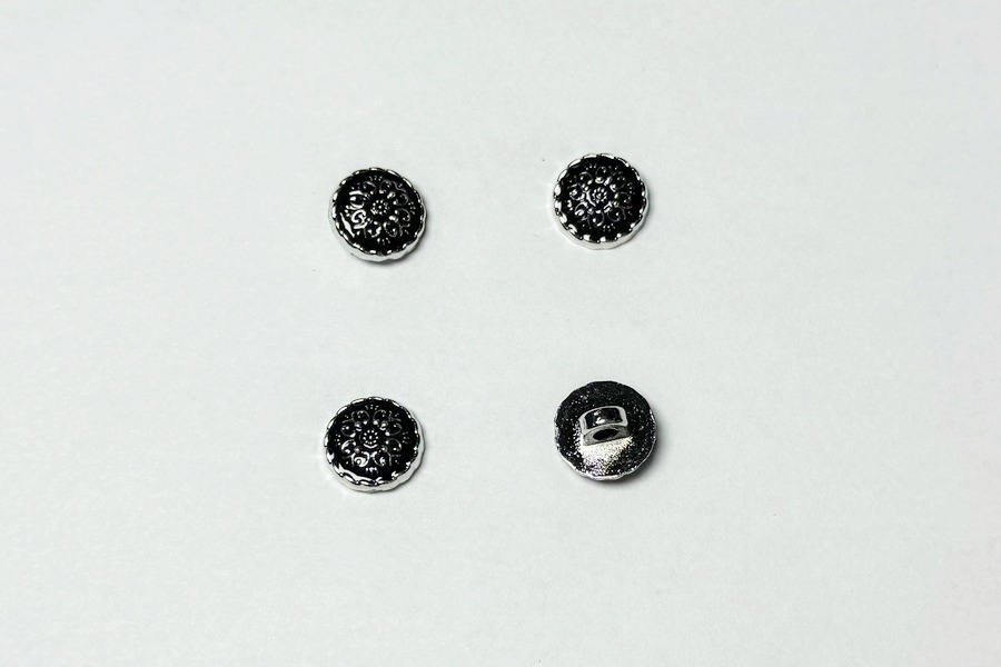 Гудзик 12 мм Mertbutton, чорний, BR-652-20-000/silver
