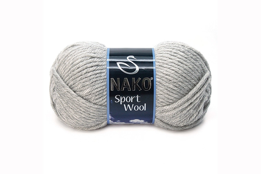 Пряжа Sport wool 100гр/120м NAKO, сірий, 195