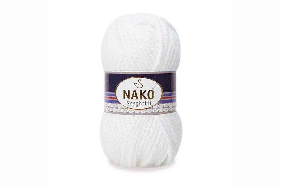 Пряжа Spaghetti 100гр/60м NAKO, білий, 208
