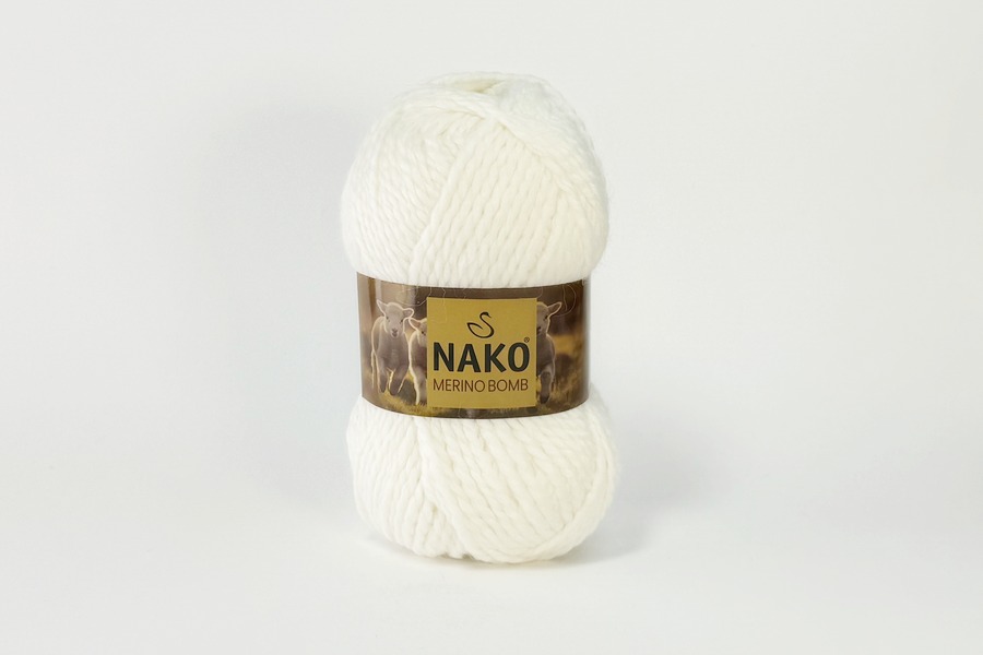 Пряжа Merino Bomb 100гр/120м NAKO, білий, 208