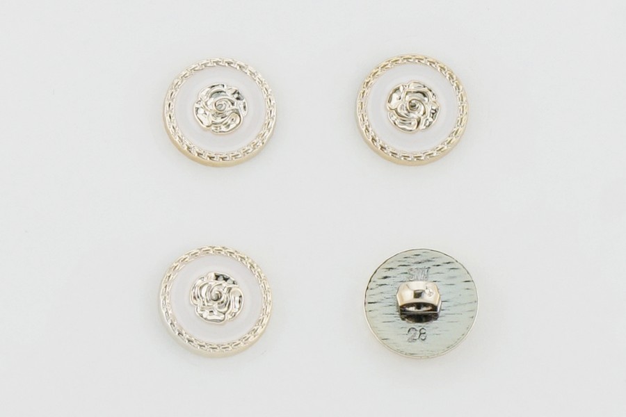 Гудзик 18 мм Mertbutton, білий, FR-18-02-28-999/gold