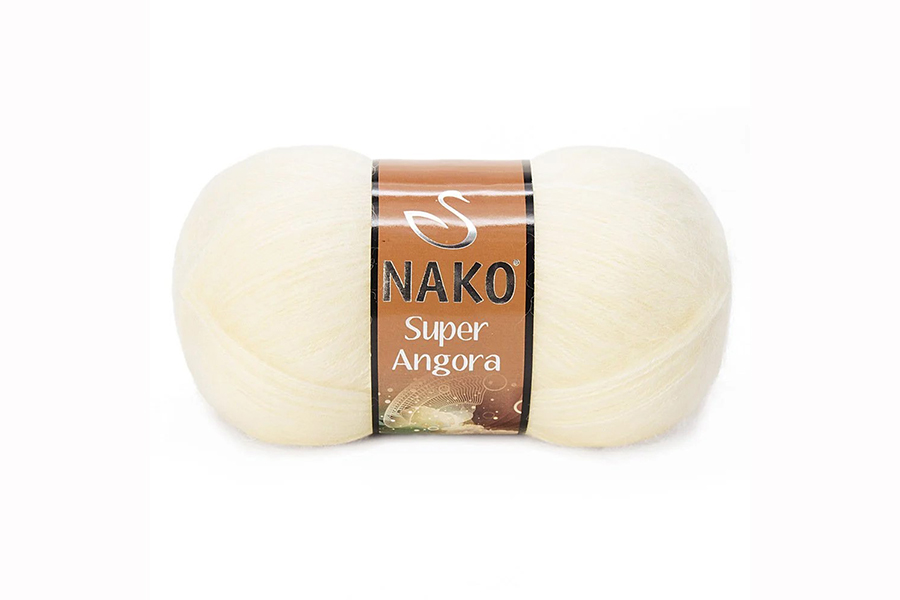 Пряжа Super angora 100гр/395м NAKO, молочний, 256